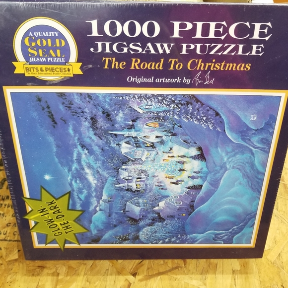 1995 The Road to Christmas 1000 Piece Jigsaw Puzzle Glow in the Dark 20” x 27” - Picture 1 of 12